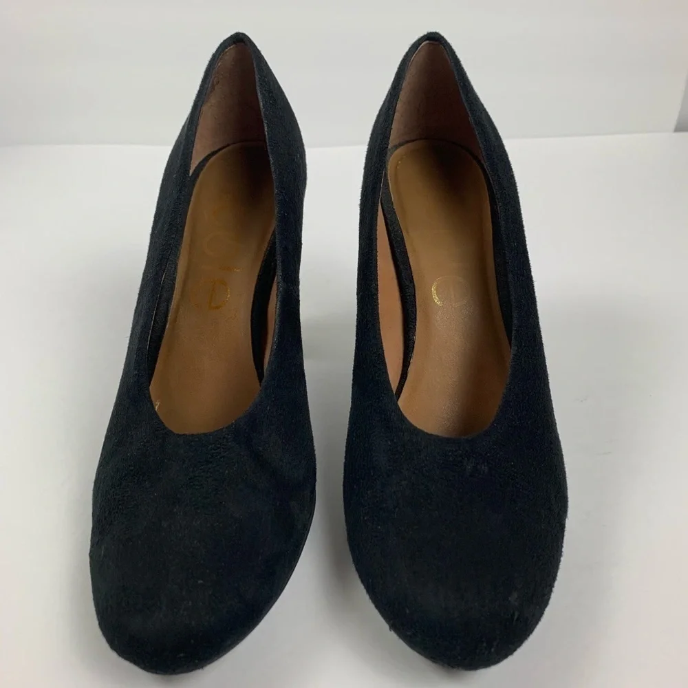 Nicole Black Genuine Leather Suede Chunky Heels Metal Studs Size 7.5 Like New